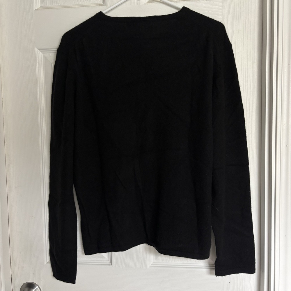 Vintage Queen of Scotland 100% Cashmere Black Crewneck Sweater XL Classic - Picture 3 of 6